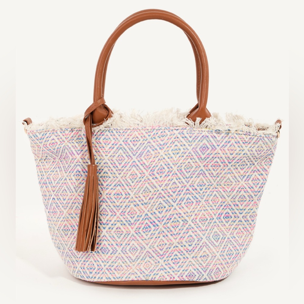 Boutique Stylish Multicolor Boho Bag with Brown Accents